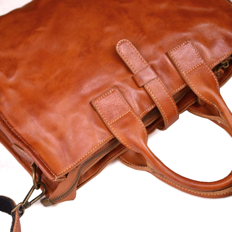 Laptop Vegetable Tanned Leather Bag For Men,Crossbody Briefcase-i7bags