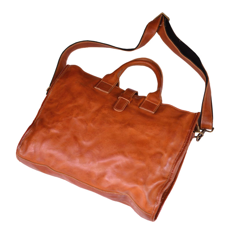 Laptop Vegetable Tanned Leather Bag For Men,Crossbody Briefcase-i7bags