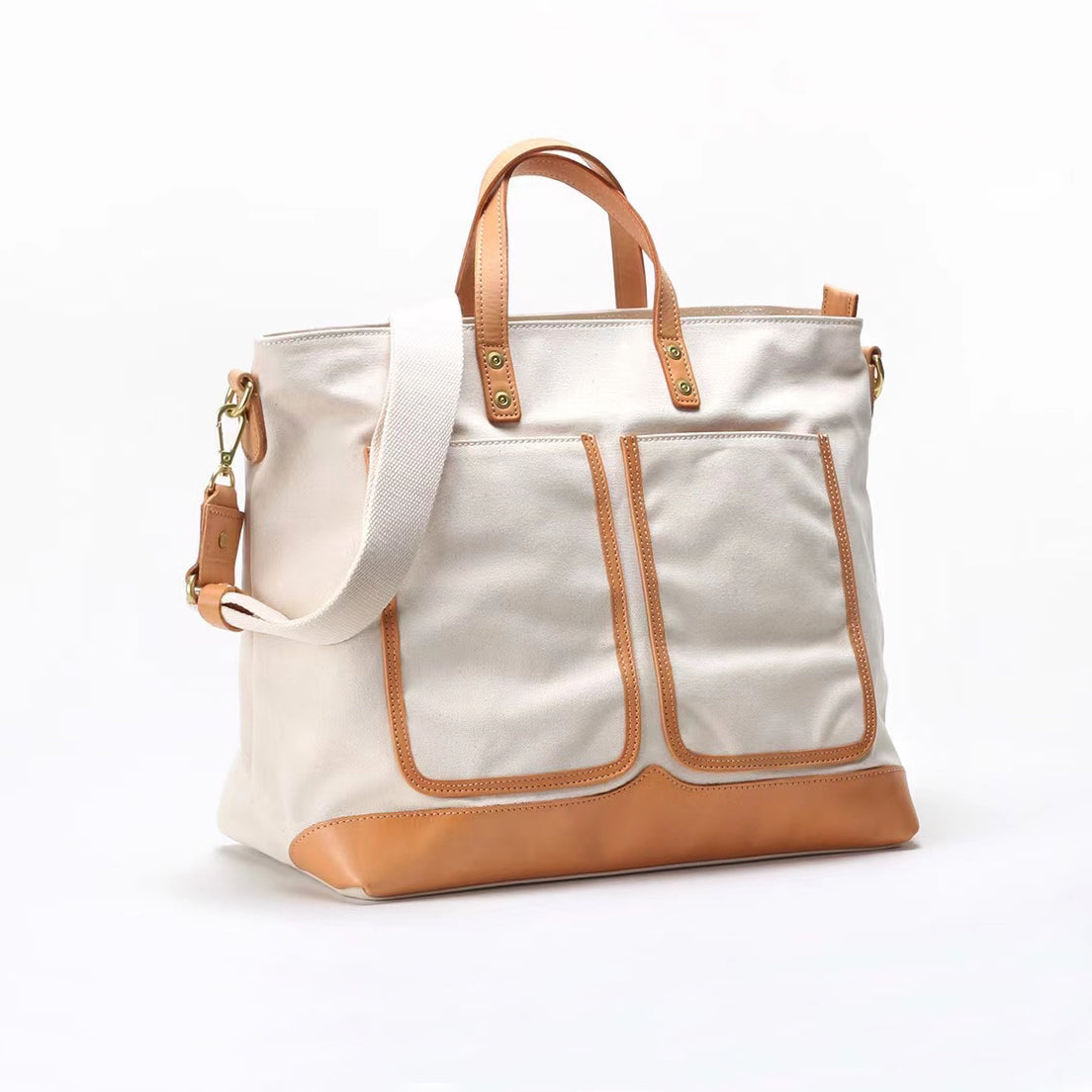 Large Canvas Bag,Leather Canvas Tote Bag,Large Weekend Bag For Women-i7bags