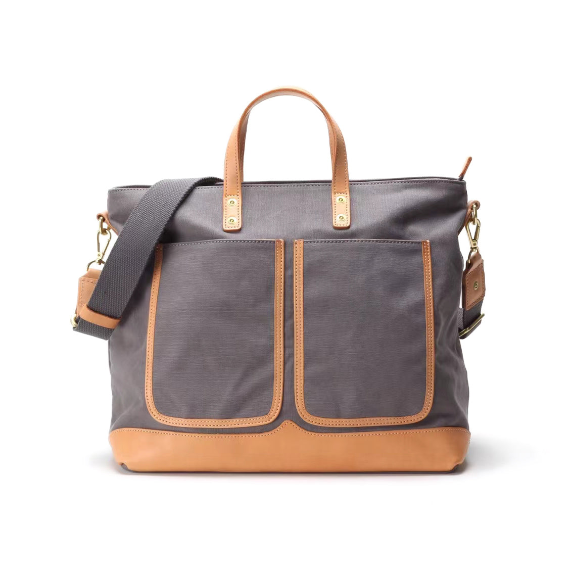 Large Canvas Bag,Leather Canvas Tote Bag,Large Weekend Bag For Women-i7bags Gray