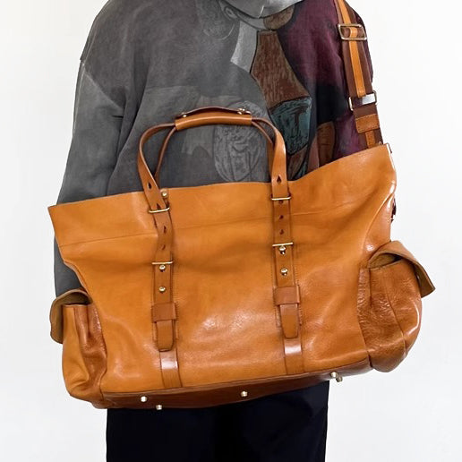 Large Italian Leather Travel Bag,Soft Leather Weekend Travel Bag-i7bags