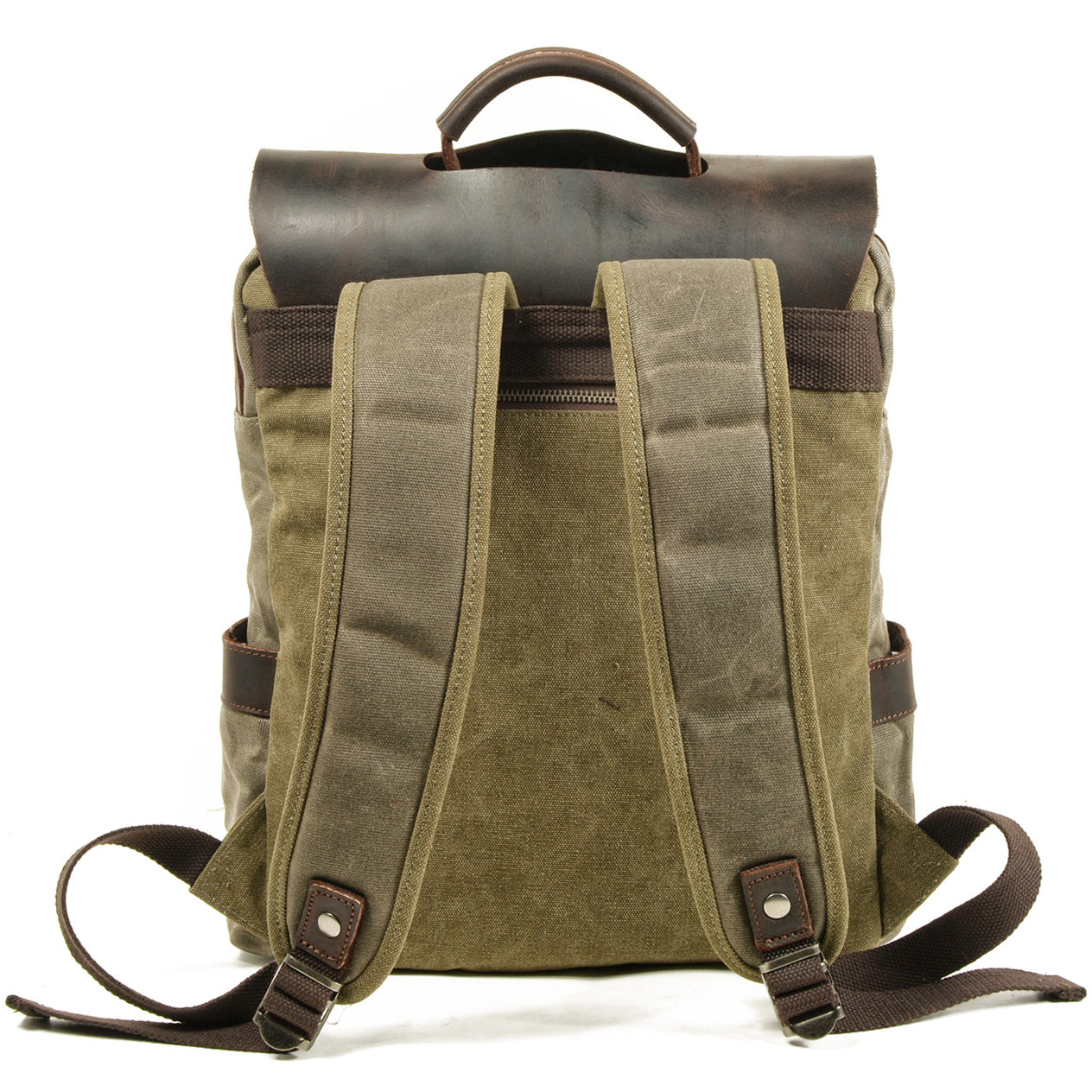 Large Waxed Canvas Backpack,Canvas Leather Rucksack-i7bags