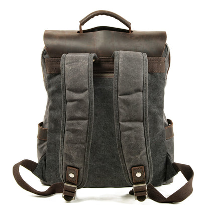 Large Waxed Canvas Backpack,Canvas Leather Rucksack-i7bags