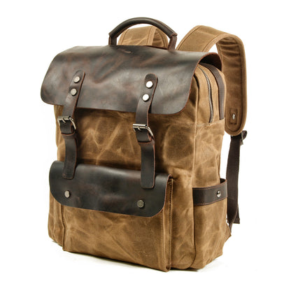 Large Waxed Canvas Backpack,Canvas Leather Rucksack-i7bags