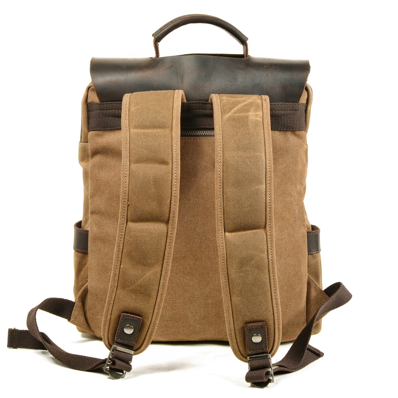 Large Waxed Canvas Backpack,Canvas Leather Rucksack-i7bags