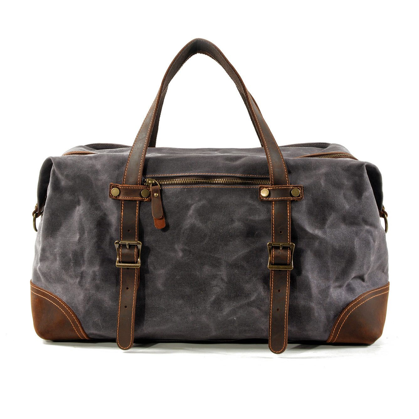 Large Waxed Canvas Travel Bag For Men,Genuine Leather Canvas Duffel Bag,Gym Bag-i7bags