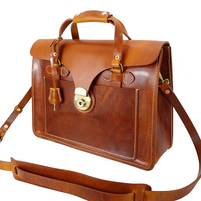 Italian Genuine leather Vintage Briefcase,Men's Shoulder Crossbody Briefcase Laptop Bag,14.4in Length-i7bags