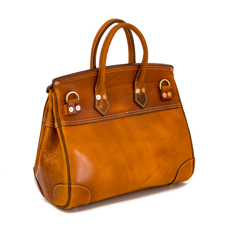 Leather Large Tote Bag in rich brown, featuring sturdy handles and elegant stitching details.