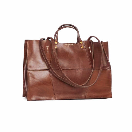 Italian Leather Tote Bag – Large Vegetable-Tanned Shoulder Bag for Women by i7Bags