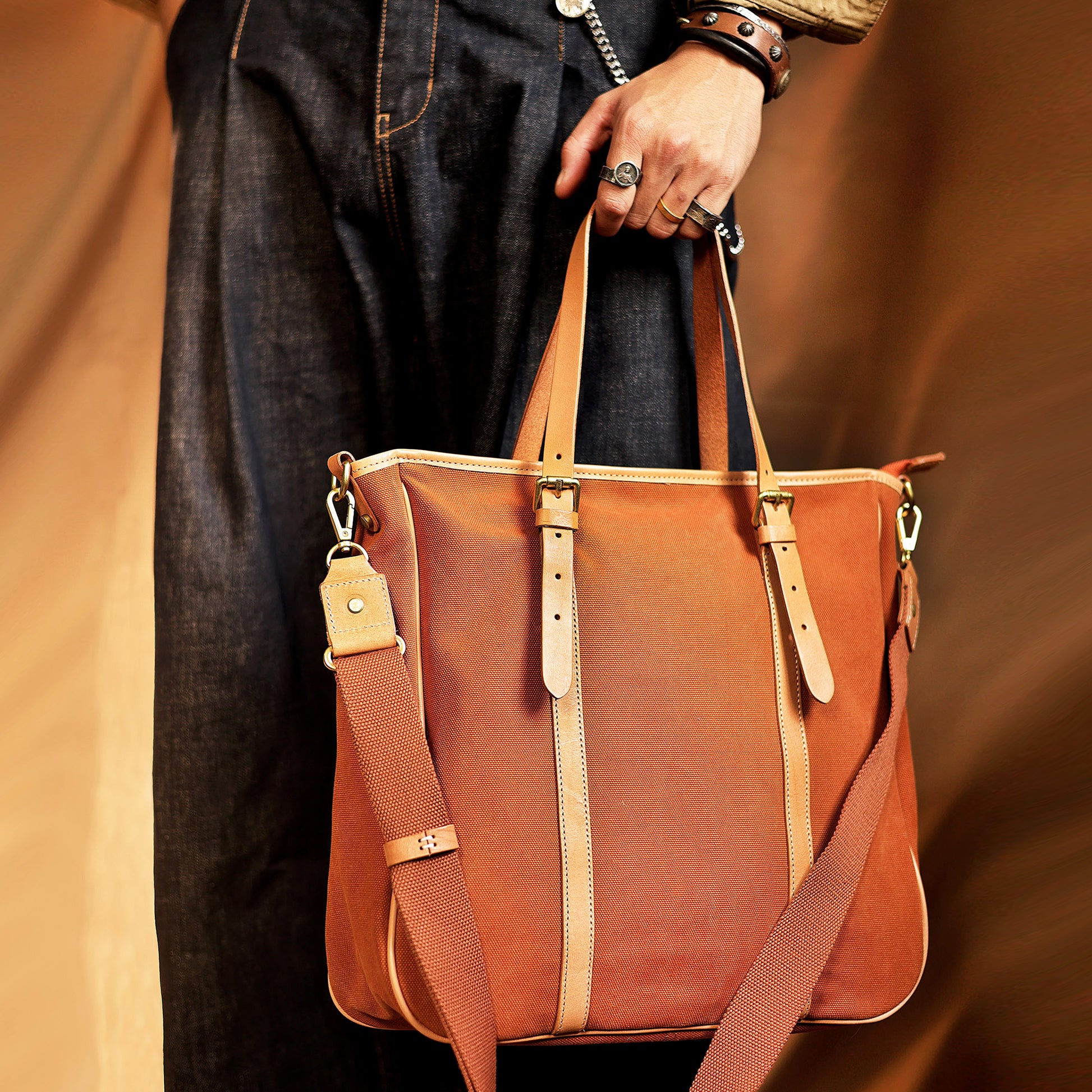 Leather Canvas Tote Bags Crossbody For Men And Women Laptop Bag