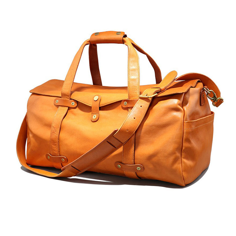 Men's Vegetable Tanned Leather Travel Bag, Genuine Leather Hand-Held Crossbody Luggage Bag,20.9in Length-i7bags
