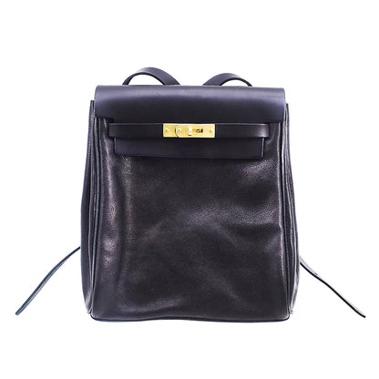 Vegetable tanned leather backpack women small rucksack with gold clasp and two straps. Leather Backpack Women.