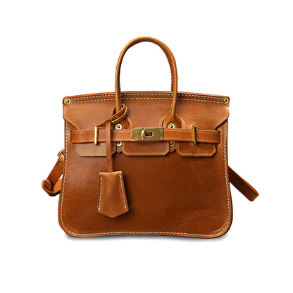 Classic Italian Leather Crossbody Bag Women in brown, stylish small shoulder handbag with elegant design.