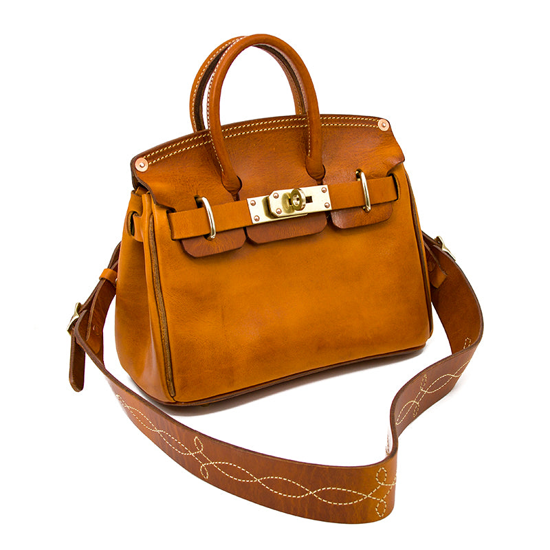 Handcrafted Italian Leather Crossbody Bag Women with adjustable strap and elegant buckle detail.