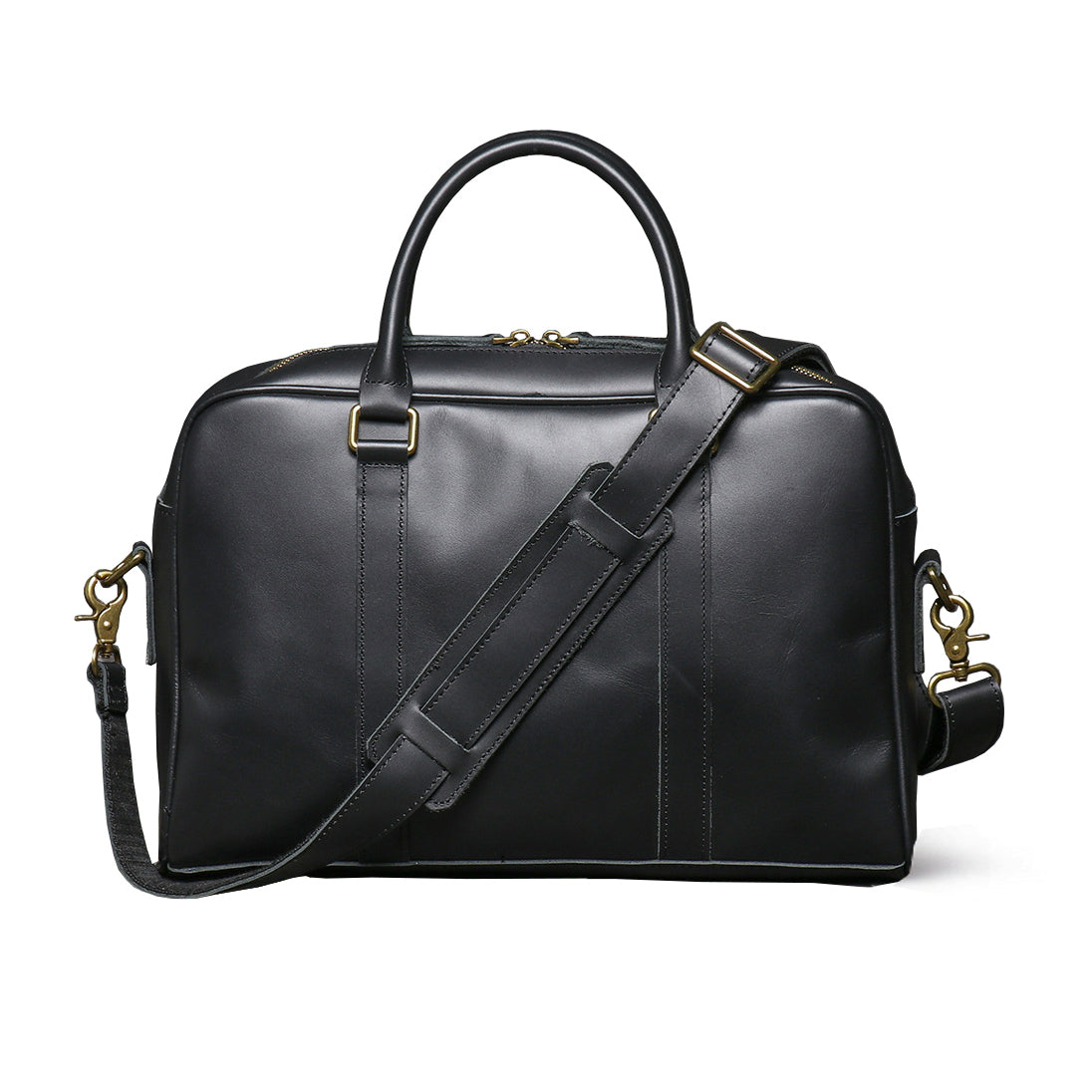 Vintage|Tannery Craft, Large Top Layer Cowhide Leather Laptop Bag, Genuine Leather Men's Briefcase, Crazy Horse Leather Crossbody Bag, 15.4 in Length Black