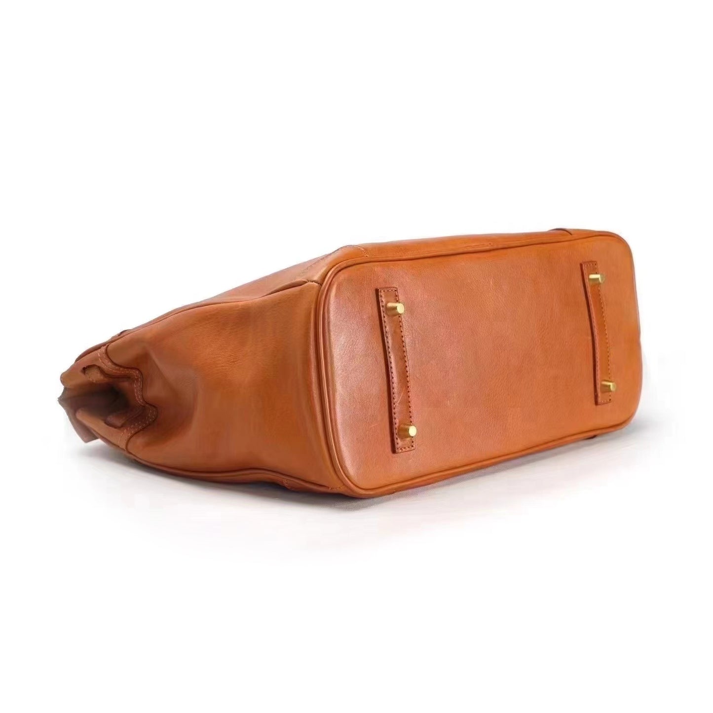 Bottom view of a Genuine Leather Tote Bag Women showcasing its quality and design features.