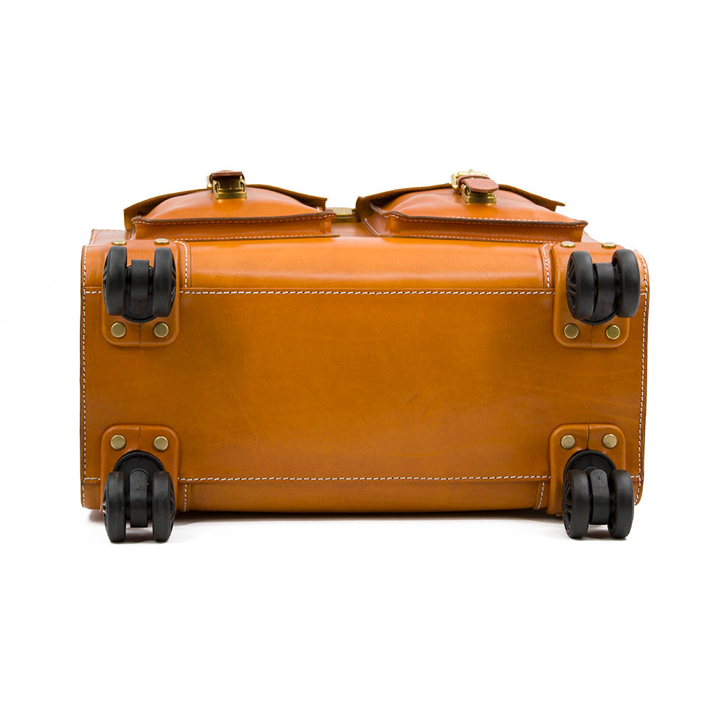 Valise à roulettes en cuir pleine fleur italien tanné végétal, valise vintage pour hommes et femmes, longueur 18,5 pouces