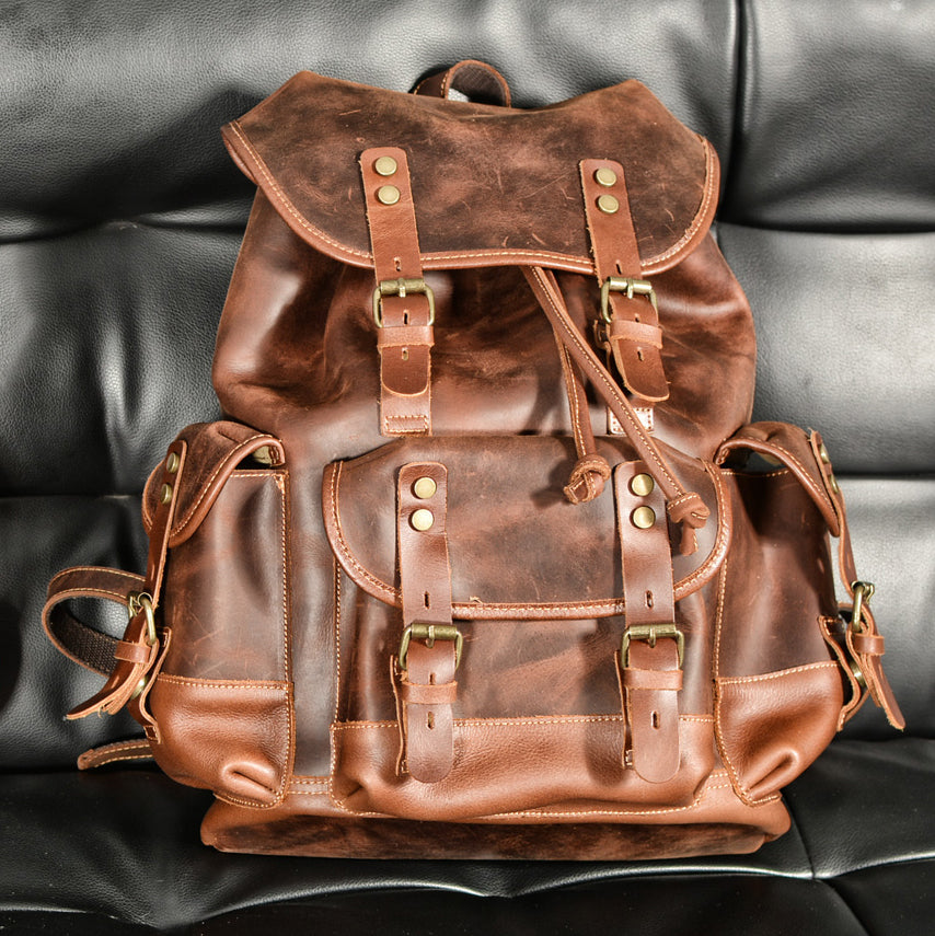 Men's Vintage Leather Backpack For 17 Inch Laptop, Large Mens Leather Backpack, Travel and Outdoor bag -i7bags Men's Vintage Leather Backpack For 17 Inch Laptop, Large Mens Leather Backpack, Travel and Outdoor bag -i7bags