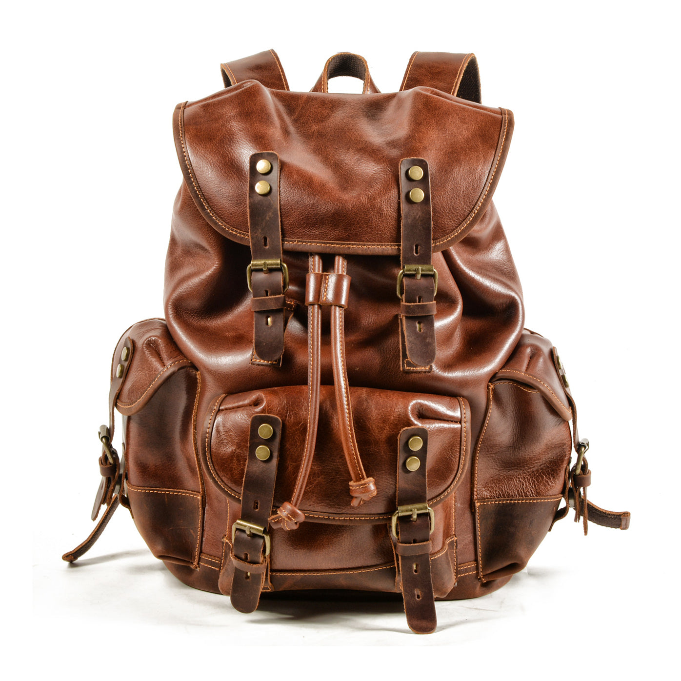 Herren Vintage Leder Rucksack für 17 Zoll Laptop, großer Herren Leder Rucksack, Reise- und Outdoor-Tasche -i7bags