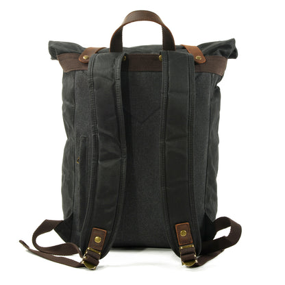 Mens Waxed Canvas Backpack,Rucksack For Men,Large Canvas Hiking Backpack-i7bags