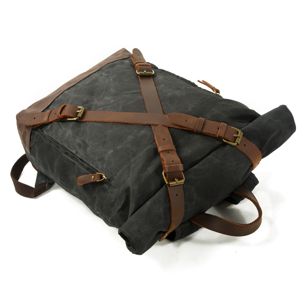 Mens Waxed Canvas Backpack,Rucksack For Men,Large Canvas Hiking Backpack-i7bags