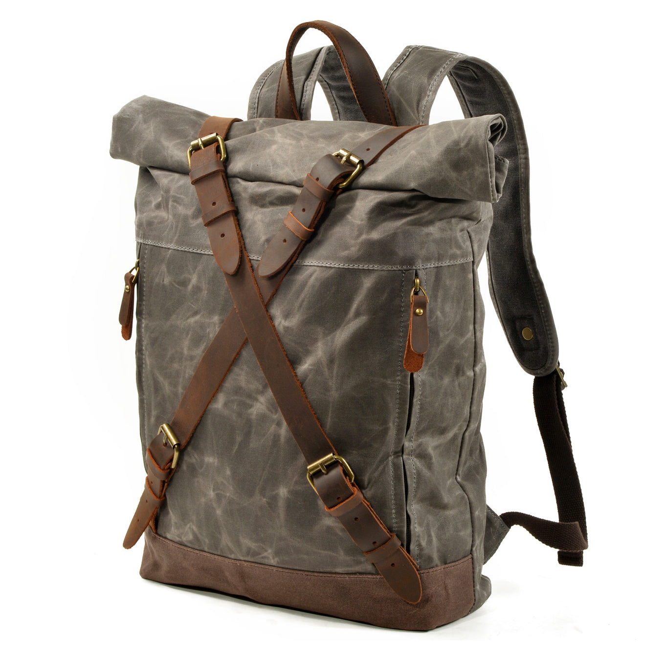 Mens Waxed Canvas Backpack,Rucksack For Men,Large Canvas Hiking Backpack-i7bags