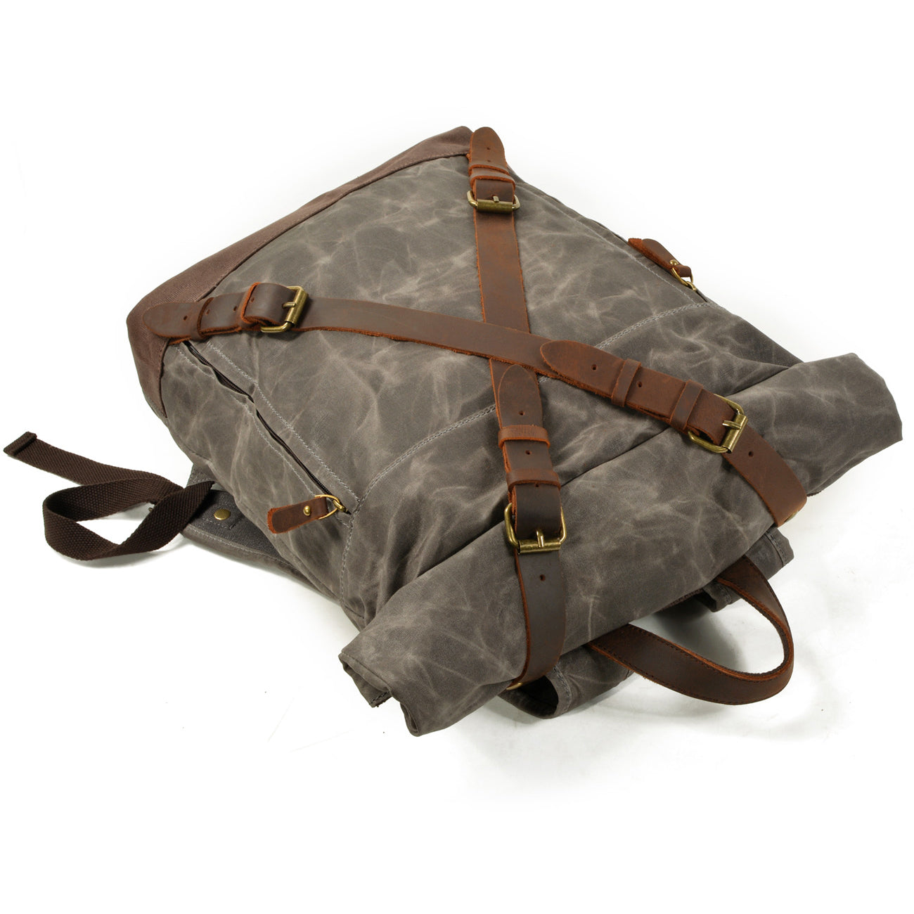 Mens Waxed Canvas Backpack,Rucksack For Men,Large Canvas Hiking Backpack-i7bags