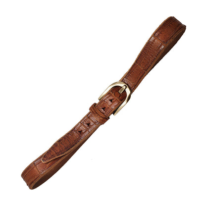 Men's Handmade Distressed Crocodile-Embossed Leather Belt