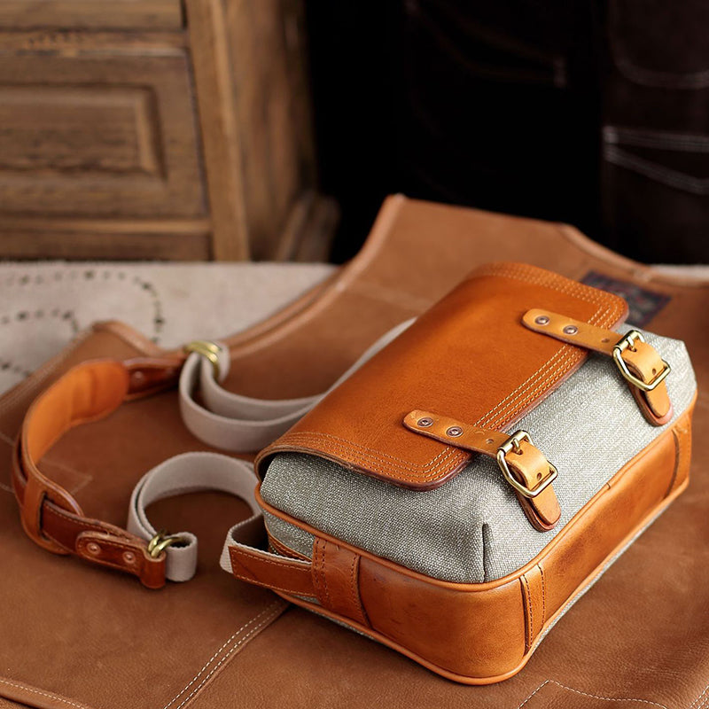 Canvas Leather Crossbody Bag Women,Pepper And Salt Fabric Canvas