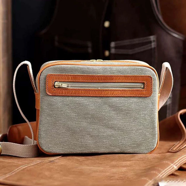 Canvas Leather Crossbody Bag Women,Pepper And Salt Fabric Canvas Leather Bags-i7bags