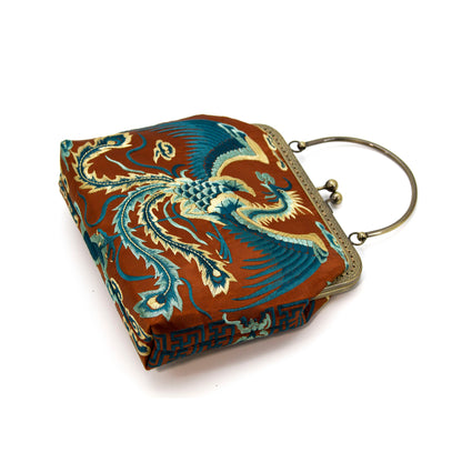 Embroidered Phoenix Evening Bag-Brown-4