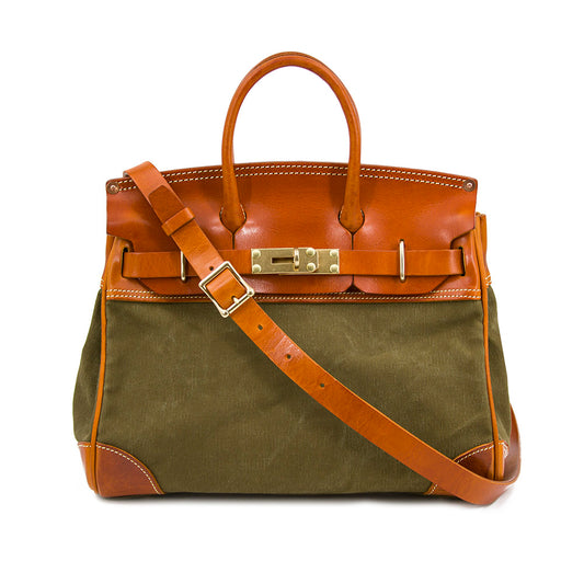 Canvas And Leather Handbags,Canvas Leather Bag,Work Bag,Unisex, 15in