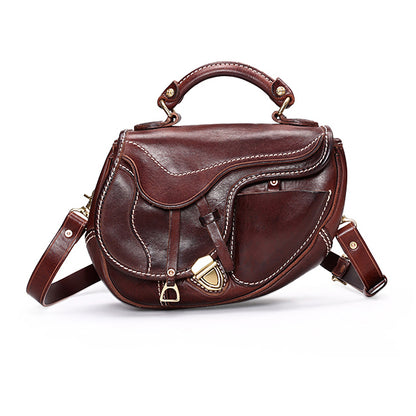 Saddle Bag Leather Crossbody, Italian Genuine Leather Should Bag, Unisex, More Handmade, 11in Length -i7bags