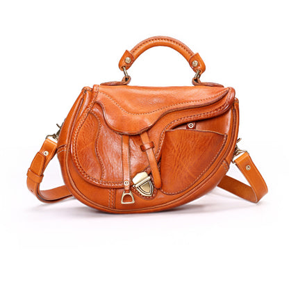 Saddle Bag Leather Crossbody, Italian Genuine Leather Should Bag, Unisex, More Handmade, 11in Length -i7bags