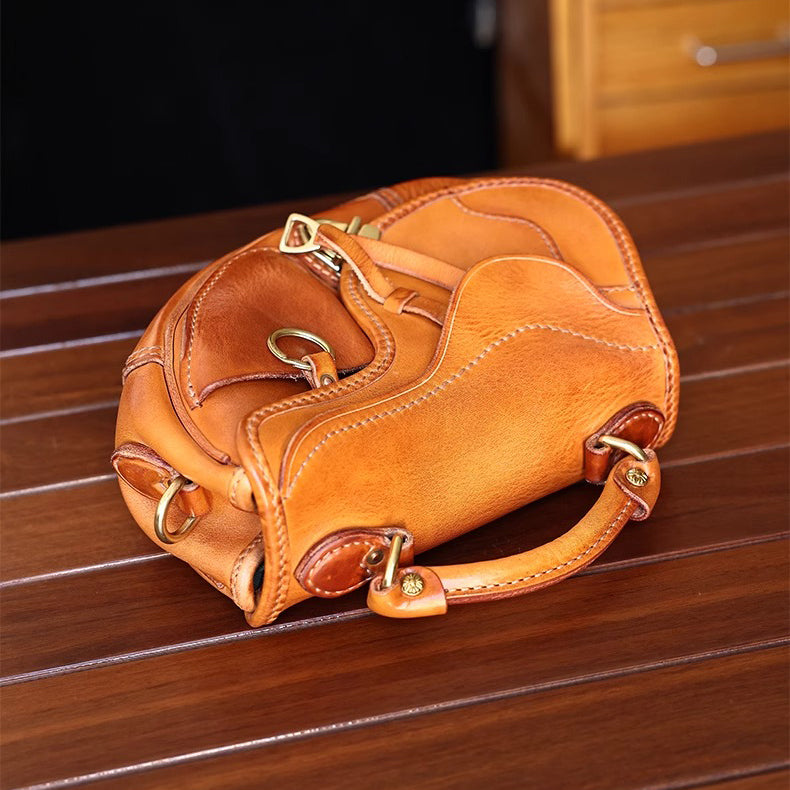 Saddle Bag Leather Crossbody, Italian Genuine Leather Should Bag, Unisex, More Handmade, 11in Length -i7bags