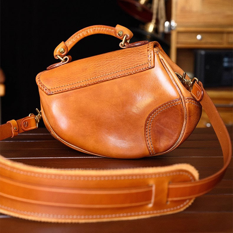 Saddle Bag Leather Crossbody, Italian Genuine Leather Should Bag, Unisex, More Handmade, 11in Length -i7bags