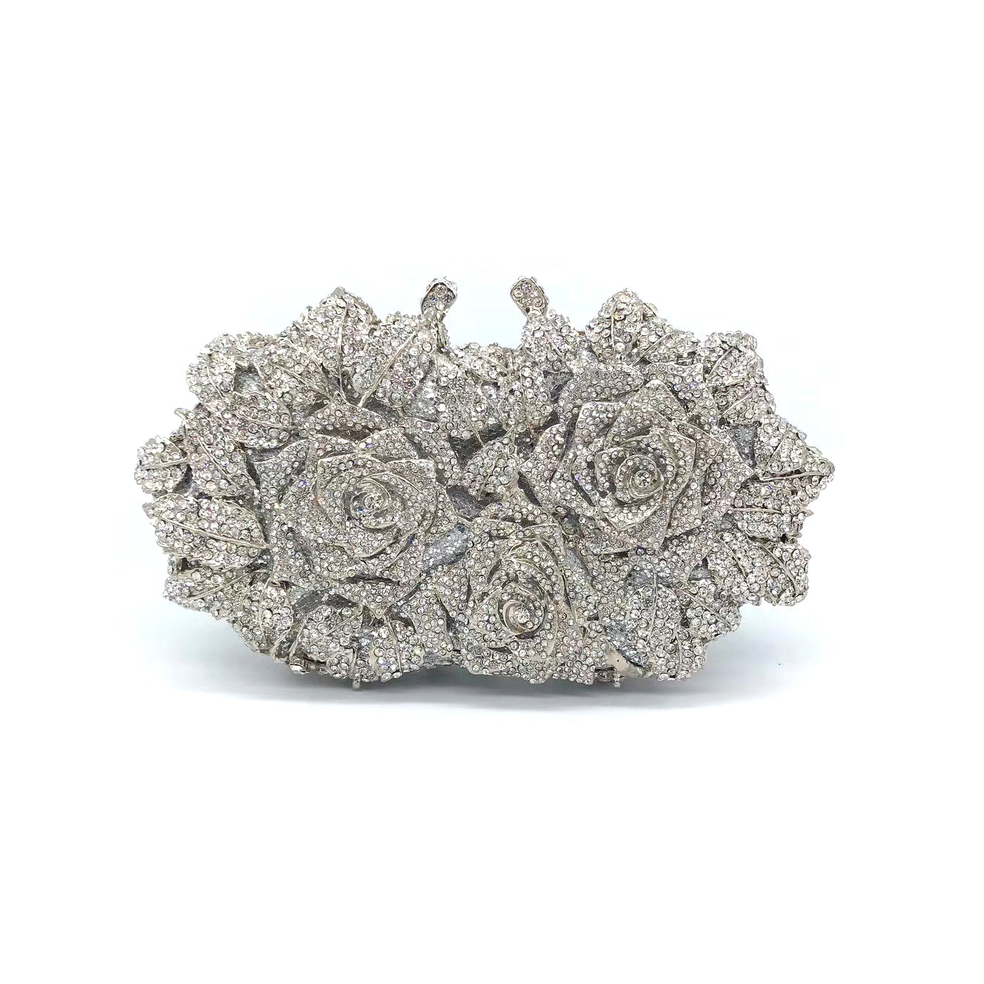 Silver Rhinestone Mesh Evening Clutch Bag for Weddings & Events