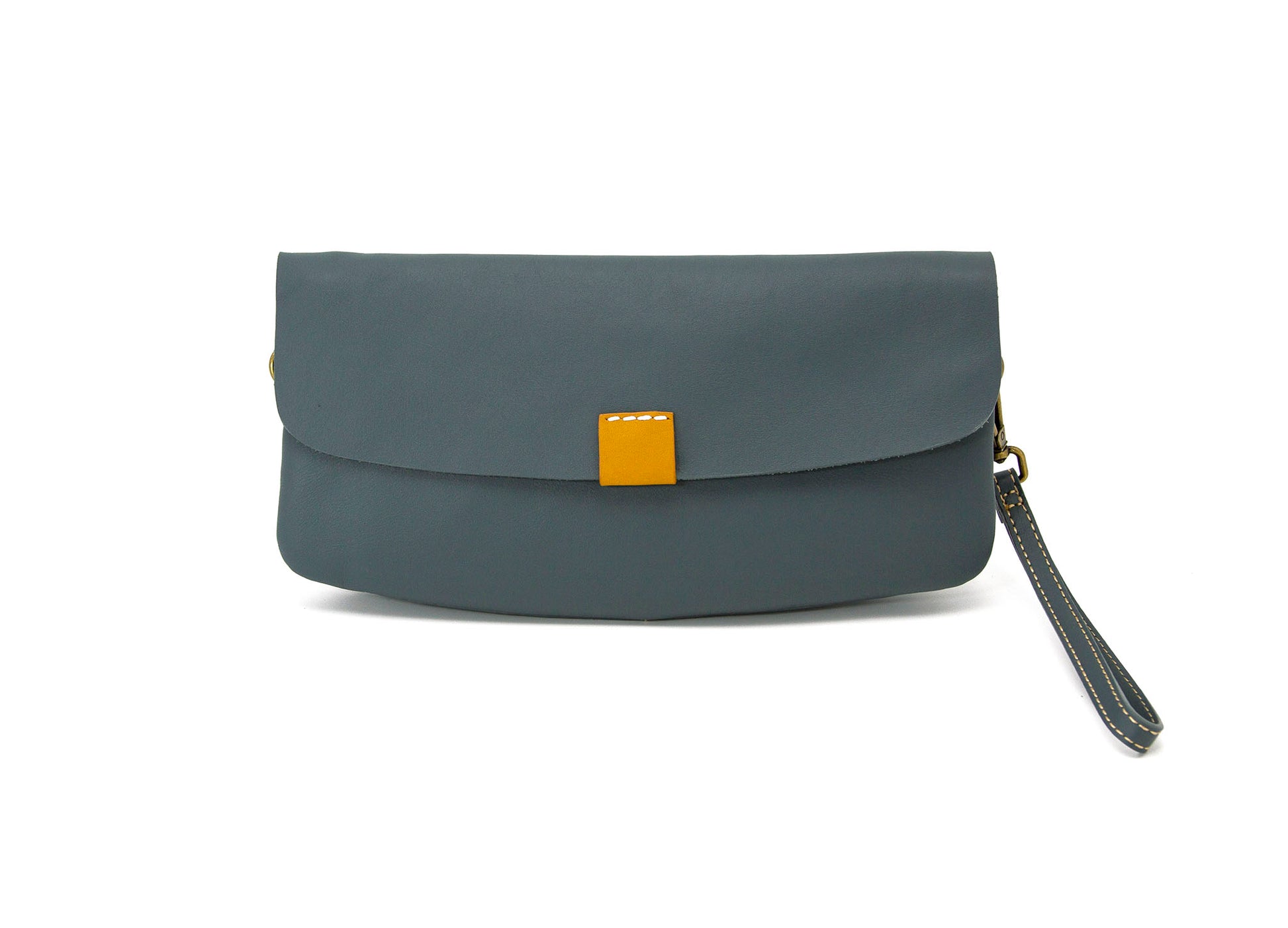 Soft Leather Clutch Bag-Blue-1