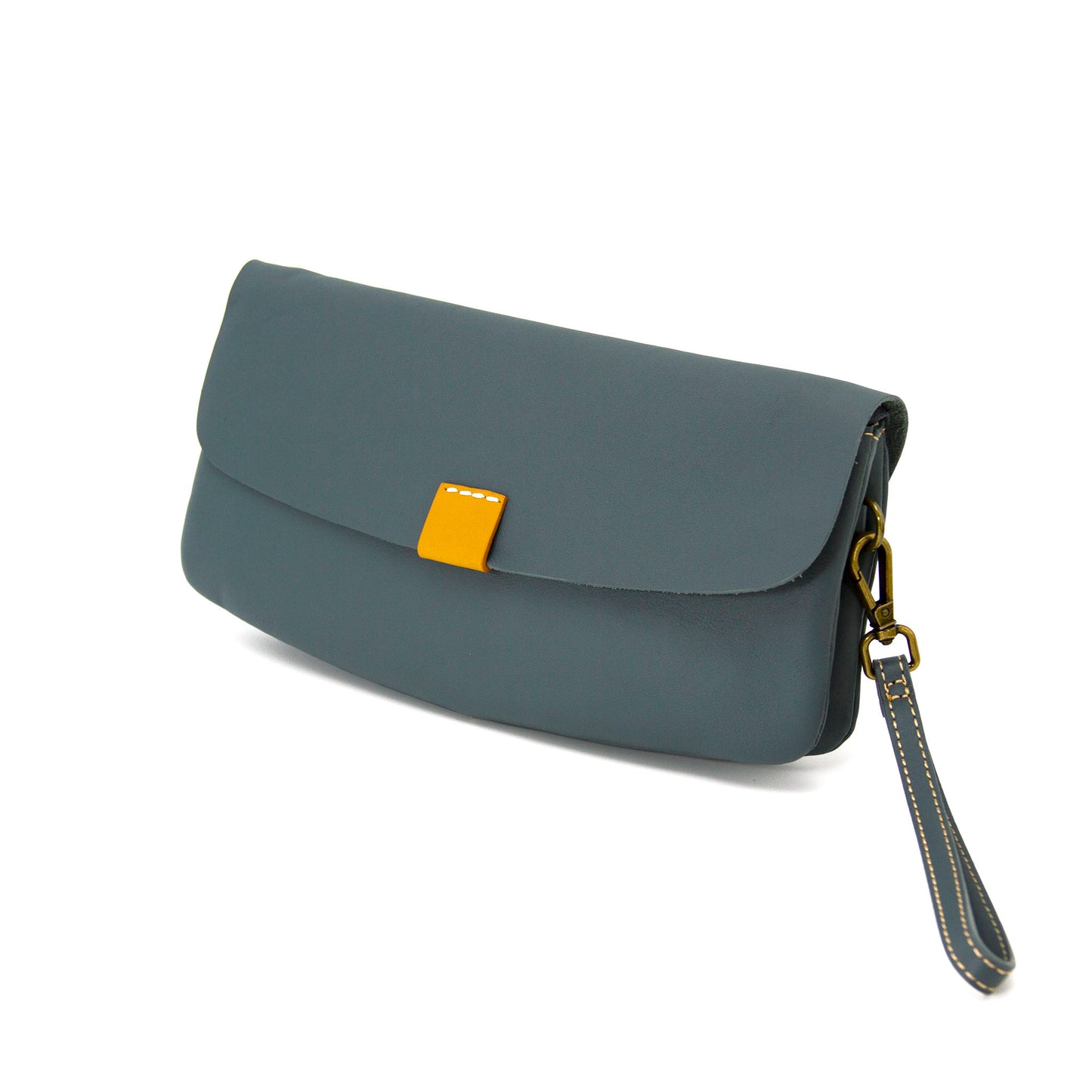 Soft Leather Clutch Bag-Blue-2