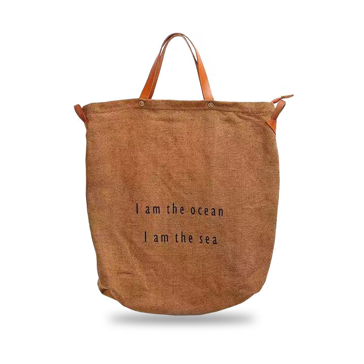 Tote Canvas Bag Literary Style Large Capacity Single Shoulder Backpack Crossbody Bag-Brown-i7bags-1-1