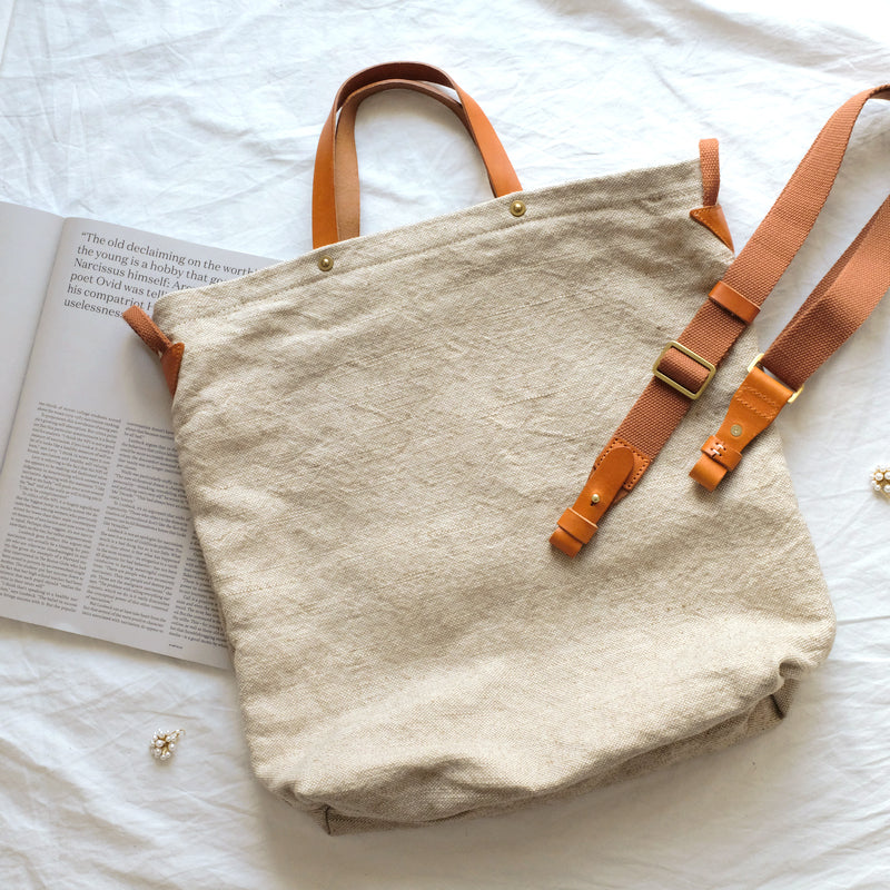 Tote Canvas Bag Literary Style Large Capacity Single Shoulder Backpack Crossbody Bag-Khaki-i7bags-13