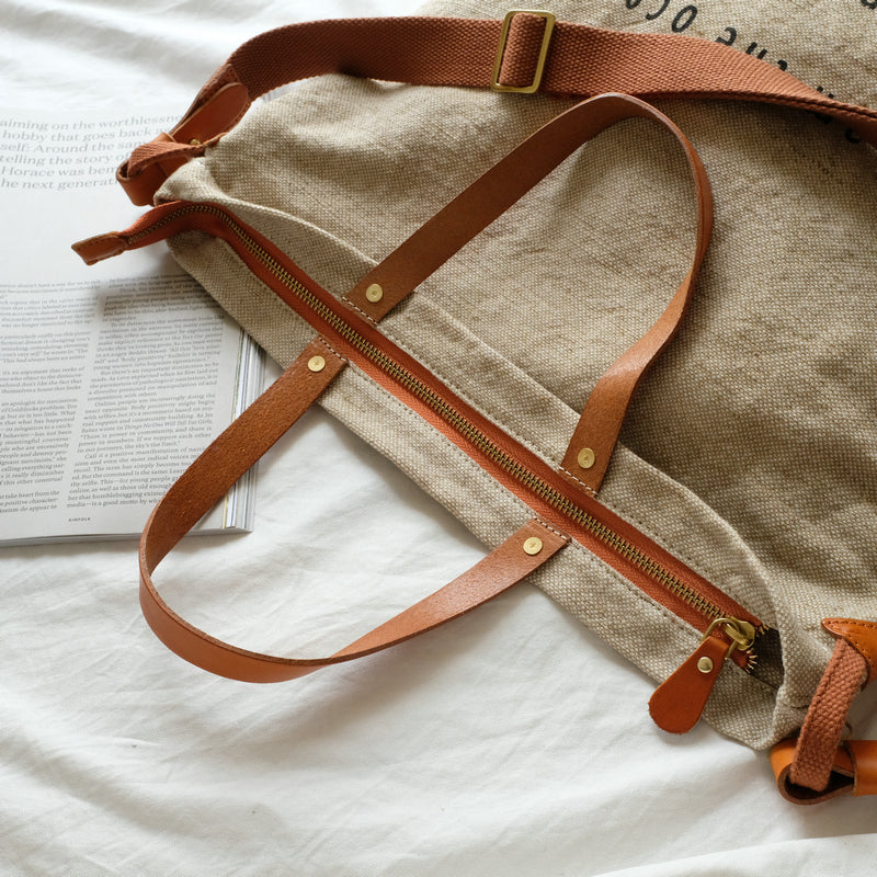 Tote Canvas Bag Literary Style Large Capacity Single Shoulder Backpack Crossbody Bag-Khaki-i7bags-14