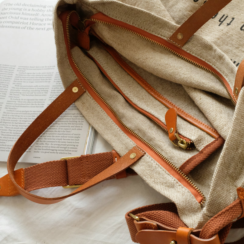 Tote Canvas Bag Literary Style Large Capacity Single Shoulder Backpack Crossbody Bag-Khaki-i7bags-17