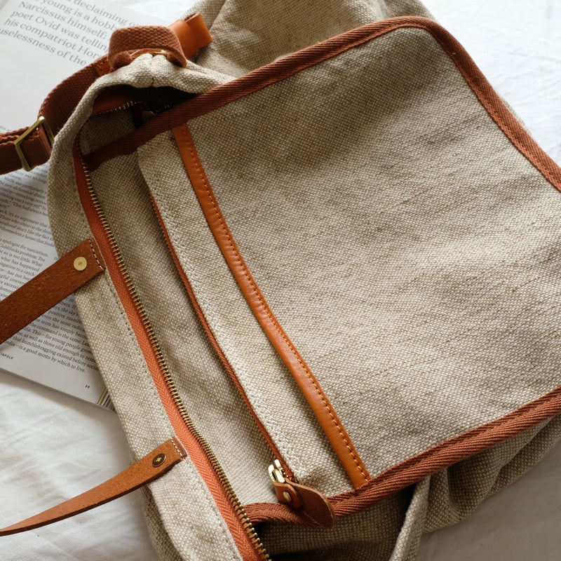 Tote Canvas Bag Literary Style Large Capacity Single Shoulder Backpack Crossbody Bag-Khaki-i7bags-19