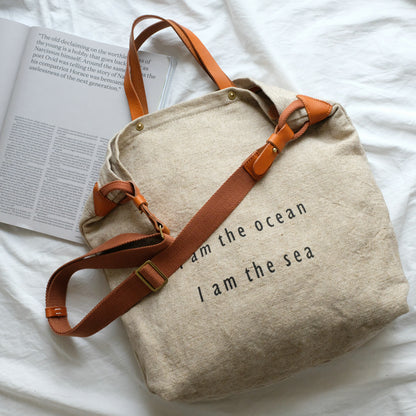 Tote Canvas Bag Literary Style Large Capacity Single Shoulder Backpack Crossbody Bag-Khaki-i7bags-8