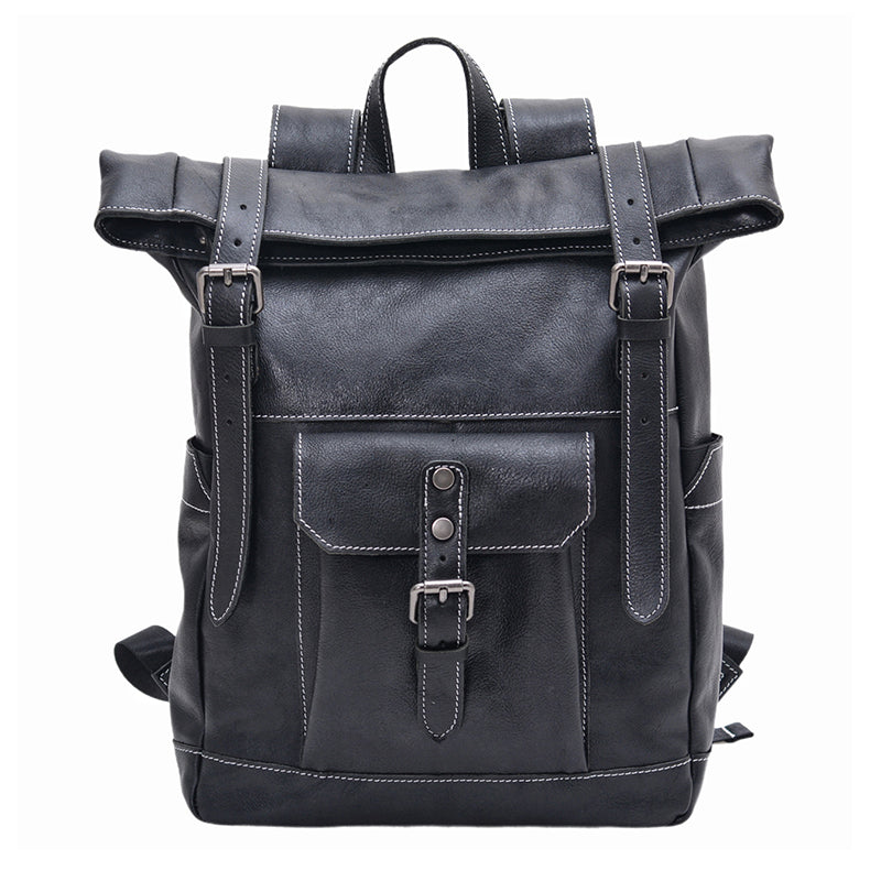 Large Leather Backpack For 16In Laptop,Mens Vegetable Tanned Leather Travel Backpack-i7bags