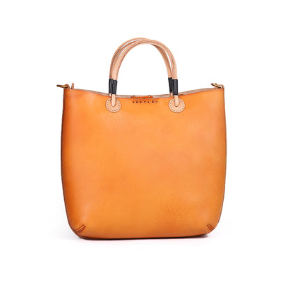 Vegetable-Tanned Leather Small Tote Handbag,Crossbody Bag For Women-i7bags