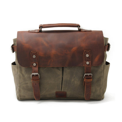Vintage-Waxed-Canvas-and-Crazy-Horse-Leather-Laptop-Messenger-Bag-Army-Green-i7bags-1