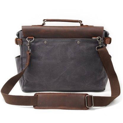 Vintage-Waxed-Canvas-and-Crazy-Horse-Leather-Laptop-Messenger-Bag-Gray-i7bags-3