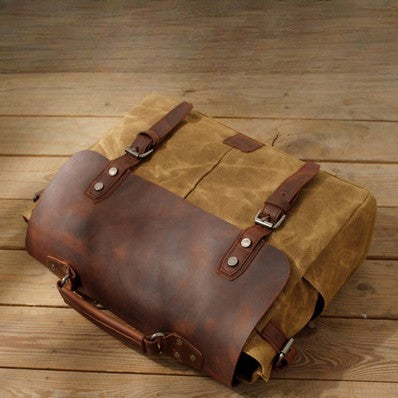Vintage-Waxed-Canvas-and-Crazy-Horse-Leather-Laptop-Messenger-Bag-Khaki-i7bags-9